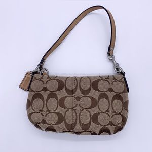 Coach Wristlet Logo Fabric Mini Purse
